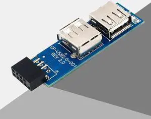 USB HUB 9Pin PC Host Internal Motherboard USB 2.0 Hub 9Pin to 2 Port USB A Female Splitter Converter PCB Board Extender Card