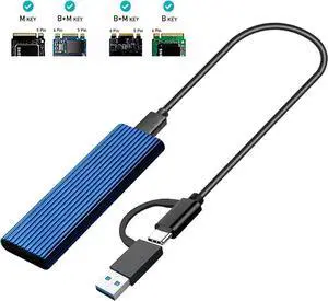 M.2 NVMe SSD Enclosure 10Gbps Dual Protocol M2 NVMe Case M2 NVMe PCIE NGFF M.2 SATA SSD Box w/ OTG Adapter for 2230-2280 M.2 SSD N/A