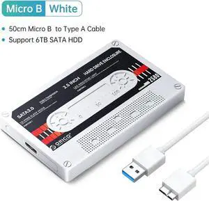 2.5'' HDD Enclosure SATA to USB3.0 USB3.1 External Hard Drive HD Disk Case 5Gbps/6Gbps Type-C HDD Case With DIY Sticker White