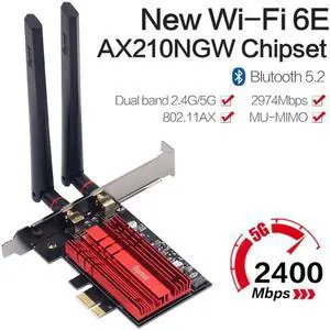 Wi-Fi 6E Intel AX210 Dual Band PCIe Wireless Wifi Network Adapter 2.4G/5G/6Ghz 2400M Wi-Fi Card Bluetooth 5.2 PCI Express Wlan