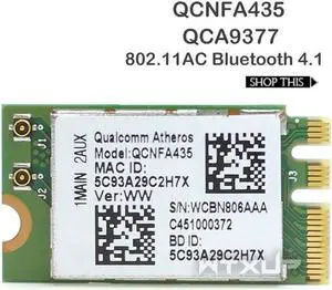 Wireless Adapter Card for Qualcomm QCA9377 QCNFA435 802.11AC NFA435 433Mbps 2.4G/5G DW1810 NGFF WIFI CARD Bluetooth 4.1