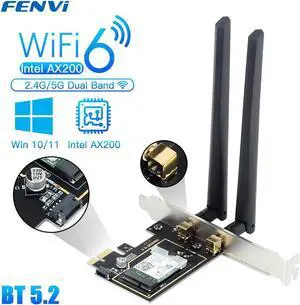 AX3000 Wi-Fi 6 3000Mbps Wireless PCIe For Bluetooth 5.2 WiFi Adapter Intel AX200 Wi-Fi Card 802.11AX 2.4G/5Ghz PC Win10/11