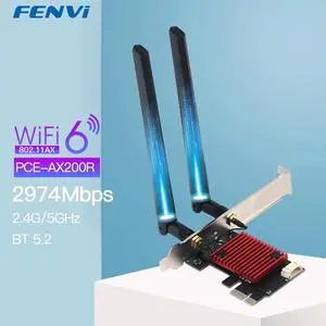 AX3000 Wi-Fi 6 3000Mbps Wireless PCIe For Bluetooth 5.2 WiFi Adapter Intel AX200 Wi-Fi Card 802.11AX 2.4G/5Ghz PC Win10/11 Blue