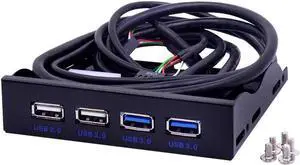 4 Ports USB 2.0 USB 3.0 Front Panel USB3.0 Hub Splitter Internal Combo Bracket Adapter for Desktop 3.5 Inch Floppy Bay
