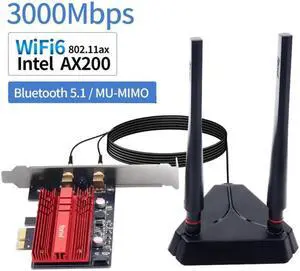 3000Mbps Wifi 6 Intel AX200 PCIe Wireless Wifi Network Adapter Wi-Fi Card 2.4G/5Ghz 802.11ac/ax Bluetooth 5.1 For PC Desktop