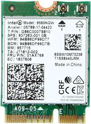 Dual Band 1.73Gbps 802.11ac Wifi Wireless Network Wlan Card For Intel 9560 9560NGW NGFF Key E 2.4G/5Ghz Wi-fi Bluetooth 5.0 Dual Band 1.73Gbps 802.11ac Wifi Wireless Network Wlan Card For Intel 9560 9560NGW NGFF Key E 2.4G/5Ghz Wi-fi Bluetooth 5.0