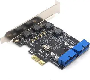 USB3.0 PCI-E PCI Express X1 Expansion Card Front 5Gb/s USB 3.0 HUB 19PIN Interface Controller Adapter for PC Desktop