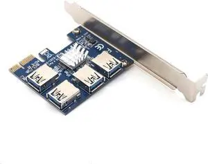 PCIe 1 to 4 PCIe 16X Riser Card PCI-E 1X to 4 USB 3.0 PCI-E Riser Adapter Port Multiplier Card for BTC Bitcoin Miner Mining
