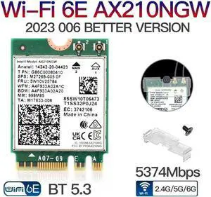 Dual Band Intel AX210 Wireless 2.4Gbps Bluetooth 5.3 802.11AX Wireless Wi-Fi 6 AX210 For Intel AX210NGW M.2 NGFF Wlan WiFi Card