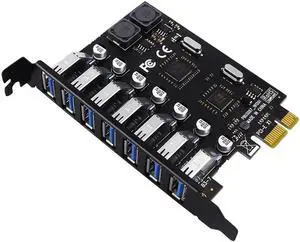 USB 3.0 PCI Express Adapter PCI e to 7 Ports USB 3 Expansion Adapter Card USB3 PCIe PCI-e x1 Controller Converter for Desktop PC