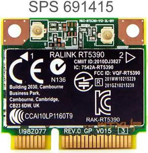 Ralink RT5390 Half Mini PCIE 802.11N Wlan Wireless Card SPS:691415-001 wifi adapter for for HP 436 435 431 4230S 4330S