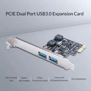 PCI-E Express to 2 Port USB3.0 Super Speed 5Gbps PCI-E Expansion Card Adapter For Desktop PC Computer