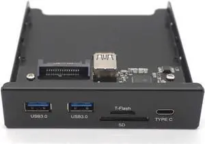 2 USB 3.0 A Hub + SD + TF + Type C USB 3.1 to 20Pin Header Floppy Front Drive Panel