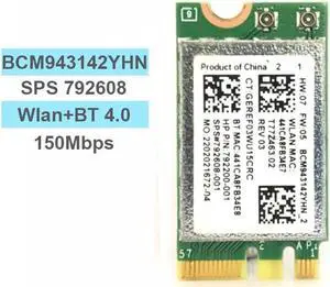 Wireless Adapter Card Broadcom BCM943142Y 150Mbps Wlan+Bluetooth M.2 NGFF WiFi BT 4.0 802.11b/g/n SPS: 792608-001