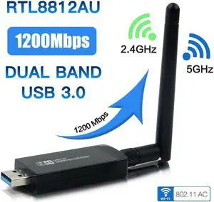 Dual Band 1200Mbps USB RTL8812AU Wireless AC1200 Wlan USB Wifi Lan Adapter Dongle 802.11ac With Antenna For Laptop Desktop