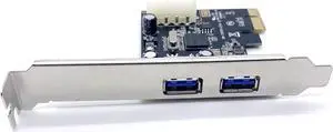 PCIE to 2 Port USB 3.0 PCI Express 4-pin IDE Connector Adapter USB3.0 Add On Card With Low Profile