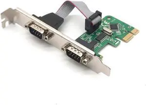 2 Port RS232 Serial PCI-Express Expansion Card RS232 COMM DB9 Pin WCH382L Chipset