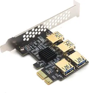 Riser USB 3.0 PCI-E Express 1x to 16x Riser Card Adapter PCIE 1 to 4 Slot PCIe Port Multiplier Card for BTC Bitcoin Miner Mining