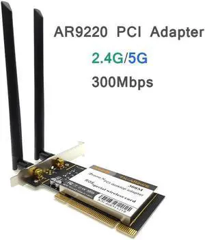 Atheros AR9220 802.11a/b/g/n 2.4GHz/5GHz 300Mbps Desktop PCI WiFi Adapter Wireless Network card for ROS/Windows 7/8/10
