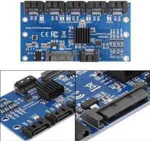 SATA Expansion Card 1 to 5 Port SATA3.0 Controller Card Motherboard 6Gbps Multiplier SATAPort Riser Card Adapter for Motherboard