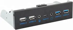 5.25 Inch USB 3.0 2.0 USB Type C HD Audio Port Front Panel Aluminum USB Type-C