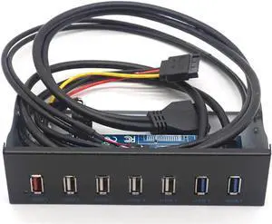 7 Ports USB 3.0 Hub 5Gbs 5.25" CD-ROM Drive Bay Front Panel for Computer Case USB 2.0 HUB 1.2 Rapid Charging Bracket