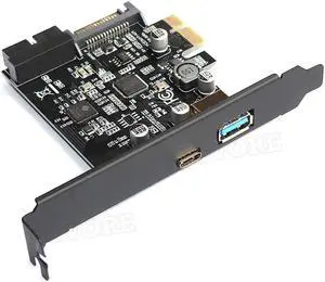 PCI-Express PCI-e To USB 3.1 Type-C Riser Post Card PCIe to USB-C 2.4A Fast Charger+19PIN Front USB Miner Expansion Adapter Card