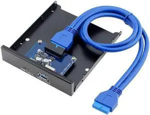 USB 3.0 Type-A & USB 3.1 Type-C USB-C Dual Port to Motherboard 20 Pin Front Panel for 3.5" Floppy Bay