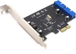 PCI Express to Dual 20 Pin USB 3.0 Controller Card PCI-E X1 to 2 Ports USB 3.0 Header With Low Profile Bracket
