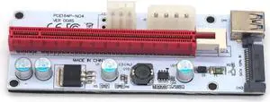VER008S PCI-E Riser Card with 4pin 6pin SATA 3in1 Molex Power Supply PCIe 1X to 16X Extender for BTC BCD LTC Miner