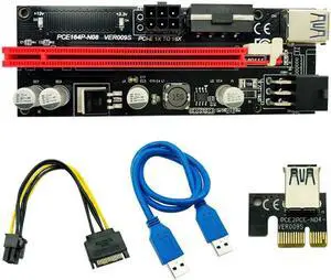 Ver009S Usb 3.0 Pci-E Riser Ver 009S Express 1X 4X 8X 16X Extender Riser Adapter Card Sata 15Pin to 6 Pin Power Cable