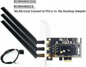 BCM94360CSAX BCM943602CS Bcm94331CSAX desktop PCI-e PCIE 1x 16x PC wifi + bluetooth Adapter Converter for Apple WLAN Card