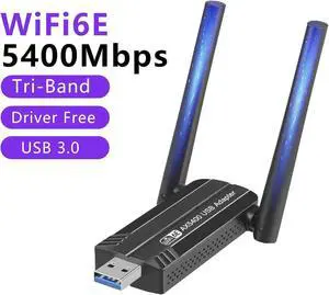 5400Mbps WiFi 6E Network Card USB 3.0 WiFi Adapter Tri-Band 2.4G 5G 6G Wifi Receiver Dongle For Windows 10 11 Driver Free