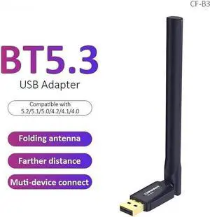 USB BT5.3 Adapter 2.4GHz Free Drive Bluetooth Dongle with External Antenna Data transfer Support Windows 8.1/10 /11