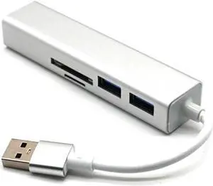 Aluminum USB3.0 to RJ45 2 Port USB3.0 SD TF Card Reader Adapter Converter