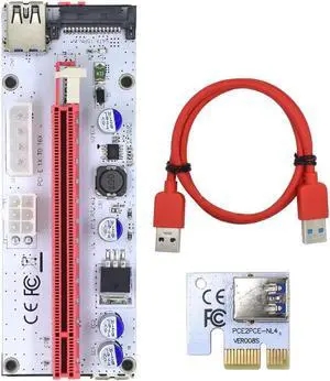 Riser Card 008s VER008S 3 in 1 Molex 4Pin SATA 6PIN PCIE PCI-E PCI Express Adapter 1X 16X USB3.0 Extender Mining Miner