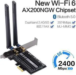 3000Mbps Wifi 6 Intel AX200 PCIe Wireless Wifi Network Adapter Wi-Fi Card 2.4G/5Ghz 802.11ac/ax Bluetooth 5.1 For PC Desktop