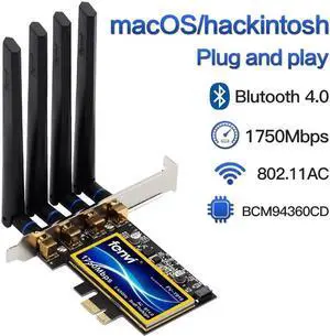 Desktop Dual Band 802.11ac BCM94360 Wireless-AC WiFi Bluetooth 4.0 PCI-E Adapter For Mac/Hackintosh/Window Desktop Dual Band 802.11ac BCM94360 Wireless-AC WiFi Bluetooth 4.0 PCI-E Adapter For Mac/Hackintosh/Window