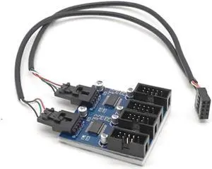 9pin USB header Male 1 to 2 1 to 4Female Extension Cable Card Desktop 9-Pin USB HUB USB 2.0 9 pin Connector Port Multiplier Grey