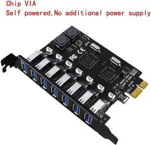 USB 3.0 PCI-E Expansion Card Adapter 7 Ports USB 3.0 Hub Adapter External Controller PCI-E Extender PCI Express Card for Desktop