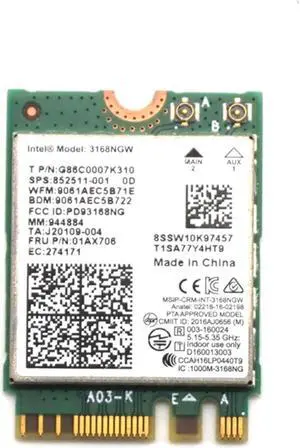 Wireless Wlan Card for Intel 3168 AC 3168NGW NGFF M.2 802.11ac Wifi Bluetooth 4.2 Card Mini Dual Band 2.4G 5Ghz Wi-Fi Adapter
