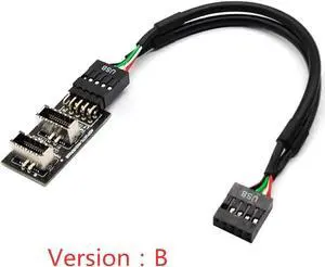 Dual USB 3.1 Front Panel Socket Key-A Type-E to USB 2.0 9Pin Mainboard Header Male Cable Extension Adapter with Magnetic Pad