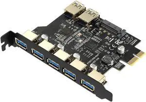 SuperSpeed USB 3.0 7 Port PCI-E Express card with a 15pin SATA Power Connector PCIE Adapter NEC720201 and GL3510 chipsets