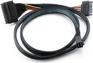 Mini SAS SFF 8643 to U.2 SFF-8639 Cable with 15 Pin Female SATA Connector SSD Power Cable Wire 12Gb/S 1.64ft