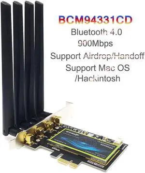 BCM94331CD Wireless Wifi Adapter Dual Band Network Card PCIe 1X Bluetooth 4.0 2.4G/5G For MAC OS/Hackintosh