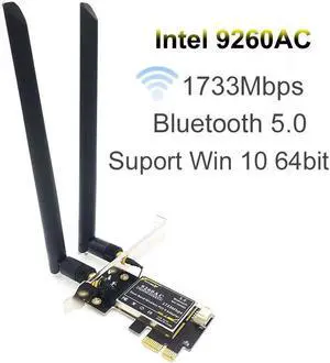 9260AC Dual-Band Gigabit Desktop PCI-E PCIE 1X Wireless Network Card 1730Mbps Bluetooth 5.0 gaming wifi adapter+ 6DBI antenna