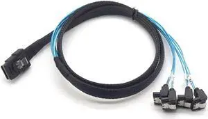 Hard Disk Splitter Cable Mini SAS SFF-8087 to 4 SATA 90 Degree Splitter Breakout Cable Conversion Adapter Cable