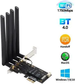 Dual Band BCM94360CD 1750Mbps 802.11ac WiFi Bluetooth 4.0 PCIE Wireless Adapter MacOS Hackintosh Dekstop PC