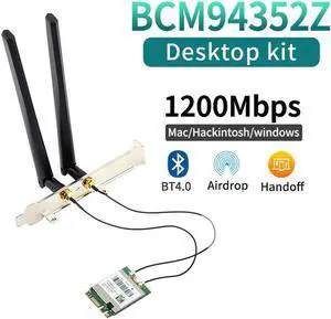 Dual Band Wireless BCM94352Z Desktop M.2 Kit Hackintosh WIFI Card NGFF 1200M 5G/2.4G 802.11ac Bluetooth 4.0 Wlan Adapter DW1560