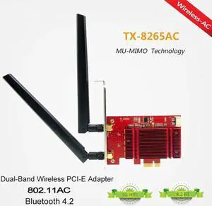 8265 802.11AC 867Mbps Desktop PCi-e Wi-Fi Adapter PCI Express + WiFi Antenna for Intel 8265ac+Bluetooth 4.2 mu-mimo